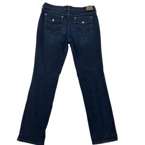 Levi's 505 Women Sz 32 Straight Leg Flap Pockets Embroidered Whiskered Jeans